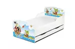 drewniane łóżko z materacem i szufladą 140/70 cm motyw: piraci