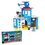 drewniany posterunek policji + zestaw resoraków /9 szt./