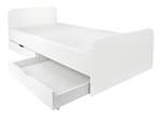 łóżko białe 200 x 90 cm z materacem i szufladami