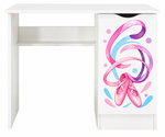 białe biurko z szafką roma - nadruk baletnica