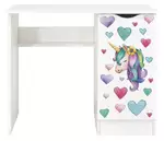 białe biurko  z szafką roma /nadruk jednorożec/