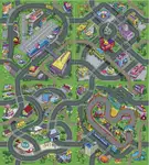 dywanik do pokoju - mata do zabawy ulice miasta - 140 x 160 cm