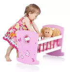 kołyska drewniana + lala do przytulania tosia