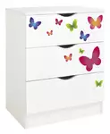 biała komoda z szufladami roma /nadruk motyle/