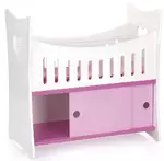 drewniane łóżeczko dla lalek z zamykaną szafką