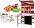 mini market - drewniany sklep do zabawy + art. spożywcze + kasa
