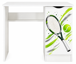 białe biurko z szafką roma - nadruk tenis