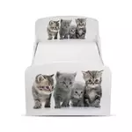 łóżko dziecięce z materacem 140/70 cm - koty, kociaki...rozrabiaki