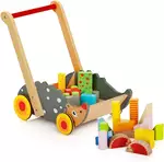 drewniany  wózek jeż + klocki (25 szt.)