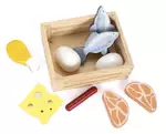 zestaw drewnianych produktów spożywczych /zdrowa rybka/