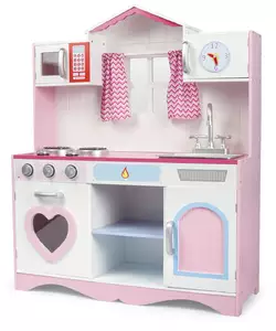 wielka drewniana kuchnia pink play + efekty świetlne i dźwiękowe