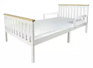 łóżko milano pine białe 90/200 cm + materac i barierki