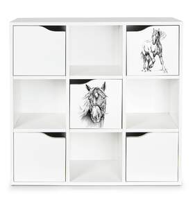 drewniany regał z 5 drzwiczkami kubico max  - konie