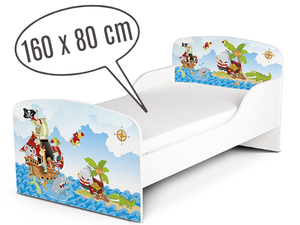 łóżko dziecięce z materacem 160x80 cm - piraci
