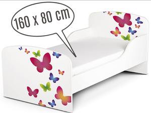 łóżko dziecięce z materacem 160x80 cm - motyle