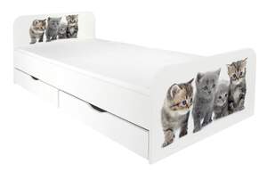 łóżko kotki 200 x 90 cm z materacem i szufladami