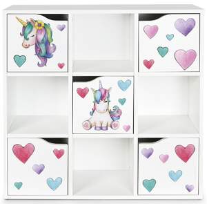 drewniany regał z 5 drzwiczkami kubico max  - jednorożec