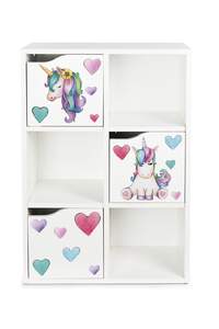 drewniany regał z 3 drzwiczkami - kubico slim - jednorożec