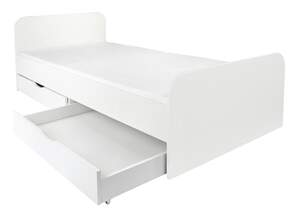 łóżko białe 200 x 90 cm z materacem i szufladami