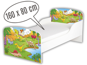 łóżko dziecięce z materacem 160x80 cm - dino
