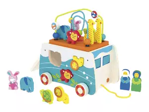 drewniany sortownik z przekładanką - arka ze zwierzątkami