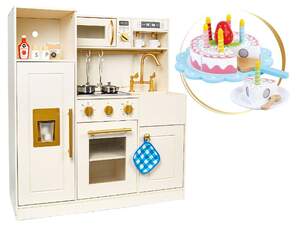 kuchnia drewniana dla dzieci roma z tortem urodzinowym