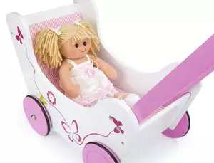 zestaw: wózek  drewniany + lalka przytulanka tosia