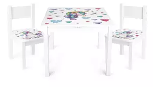 drewniany stolik z krzesełkami  yeti "jednorożec"