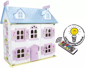 willa alpejska biała - domek dla lalek  z wyposażeniem i laleczkami + oświetlenie led