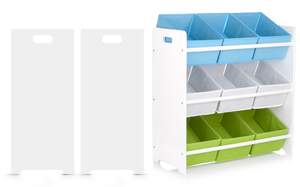 regał  z kolorowymi pojemnikami - własny projekt