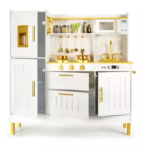 kuchnia drewniana glamour gold  z mikrofalówką