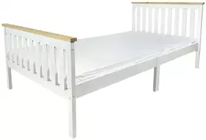 łóżko drewniane milano pine białe 90/200 cm + materac