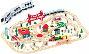 kolejka drewniana 130 el.  + lokomotywa elektryczna