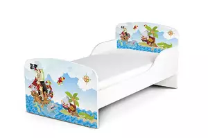 łóżko drewniane z materacem 140/70 cm  - piraci