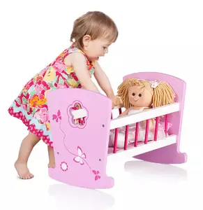 kołyska drewniana + lala do przytulania tosia