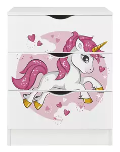 biała komoda z szufladami roma "różowy jednorożec"