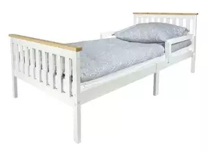 łóżko milano pine białe 140/70 cm + materac i barierki