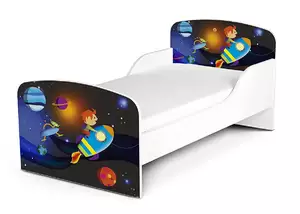 łóżko dziecięce z materacem 140/70 cm - rakieta kosmiczna