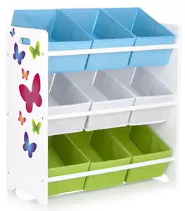 praktyczny regał  z pojemnikami "motyle"