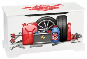 funkcjonalna skrzynia na zabawki 2 w 1 - serwis samochodowy