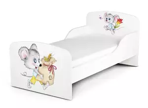 łóżko dziecięce z materacem 140/70 cm - myszka chytruska