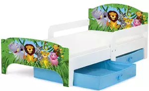 drewniane łóżko dziecięce smart 140/70 cm - safari + 2 pojemniki/szuflady
