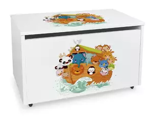 duża drewniana skrzynia na zabawki na kółkach - arka