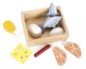 zestaw drewnianych produktów spożywczych /zdrowa rybka/